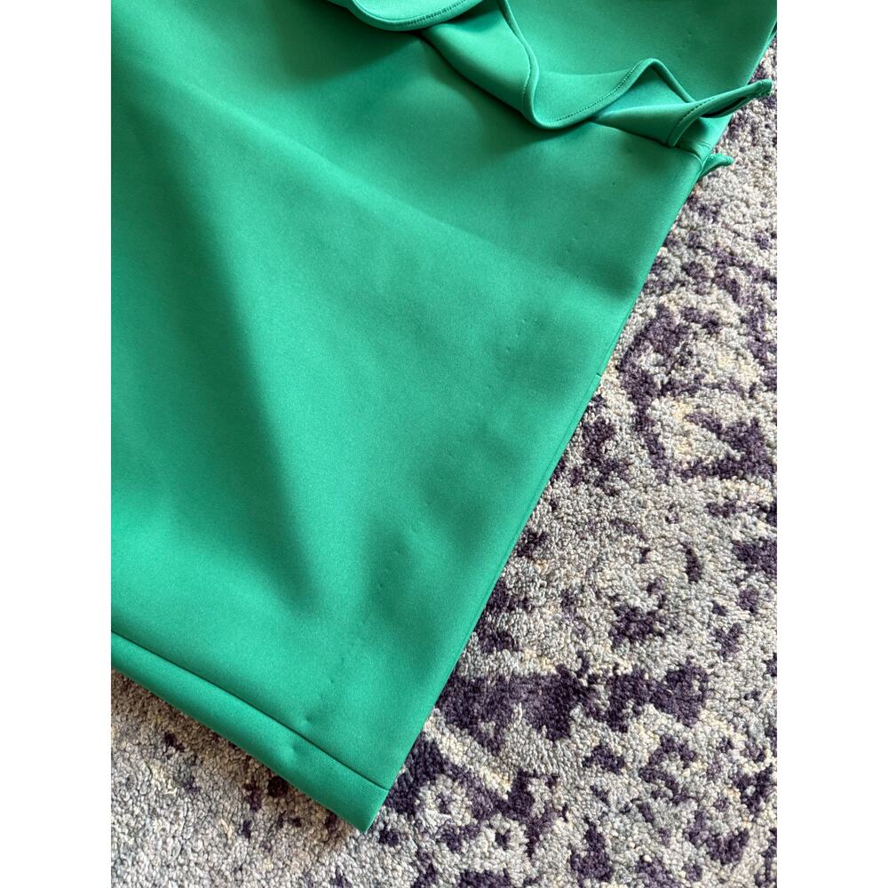 Green Preppy Ruffle Side Calvin Klein *HEMMED* Midi Length Dress Summer Formal - Picture 11 of 14